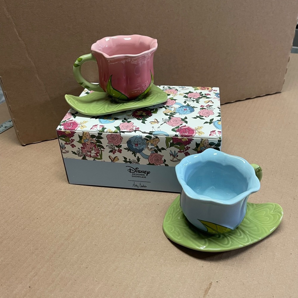 Disney Designer Alice in Wonderland UK Teacup Saucer Spoon Set Ashley Eckstein
